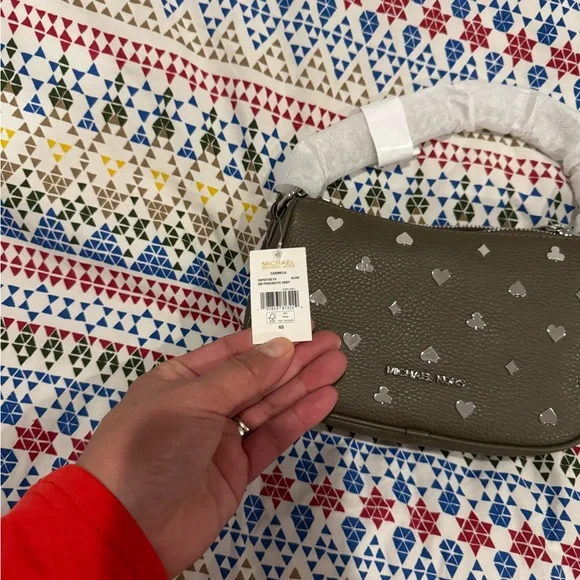 Michael Kors Olive Green Wristlet with Metallic Accents - Picture 2 of 6